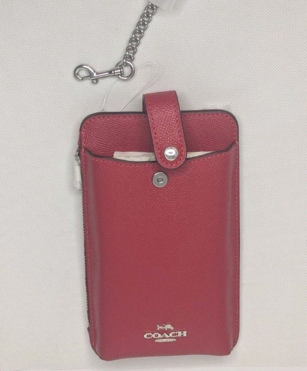 Coach North South Phone Crossbody In Crossgrain Leather - Candy Apple (red), NWT